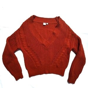 TWIK By Simons Orange Knitted V-Neck Sweater